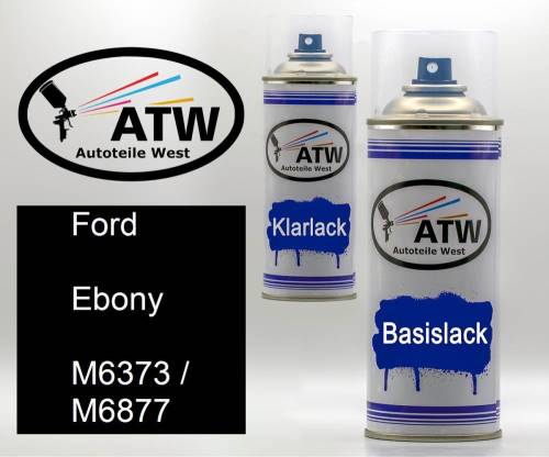 Ford, Ebony, M6373 / M6877: 400ml Sprühdose + 400ml Klarlack - Set, von ATW Autoteile West.
